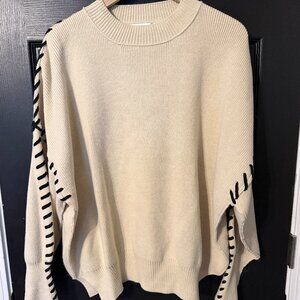 NWOT Altard State Dolman Sleeve Oversized Sweater Cream Black Medium